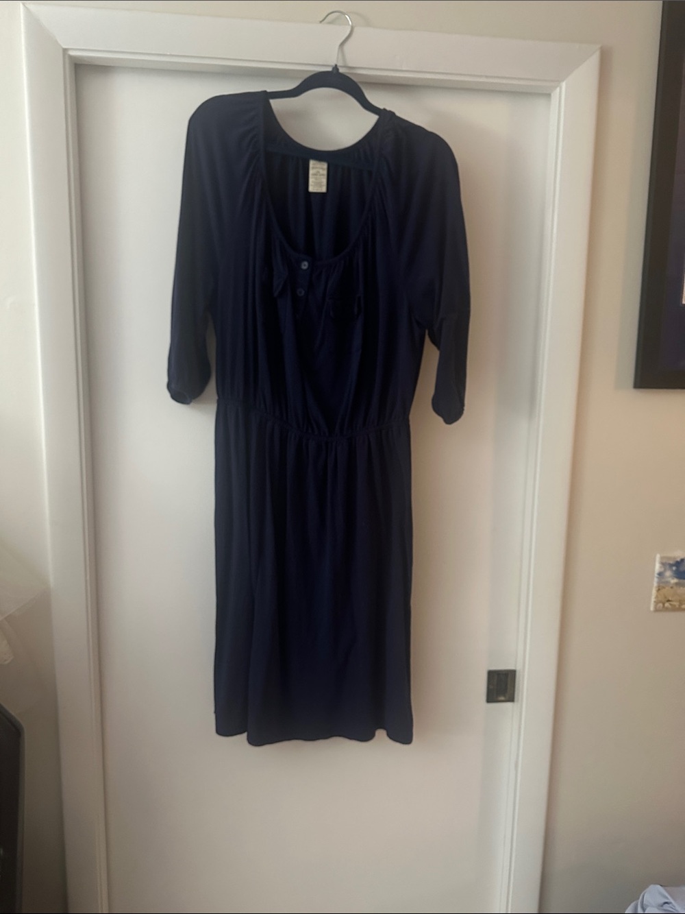 Faded Glory Navy Button-Front Midi Dress
